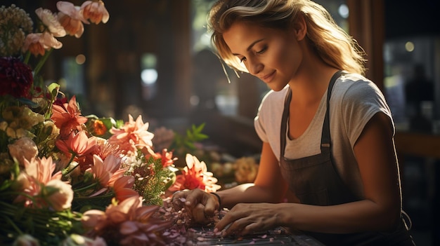 belle jeune fille avec une fleur