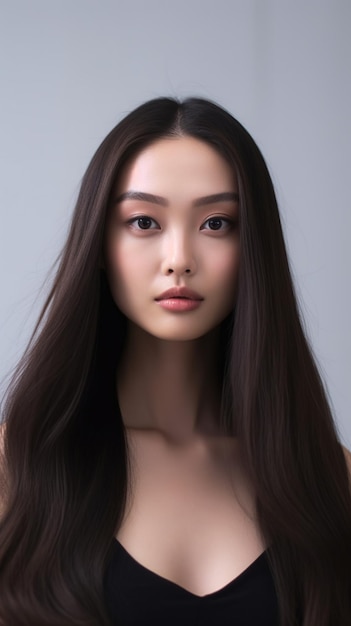 Belle jeune modèle féminin asiatique avec maquillage naturel image générée par l'IA