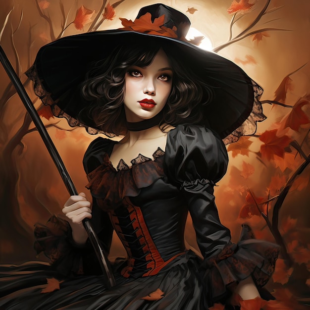 belle et jeune sorcière à Halloween