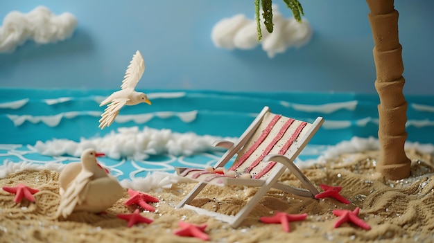 Photo une belle journée d'été à la plage le sable est blanc et doux l'eau est bleue et claire