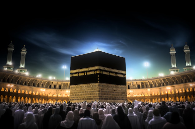 Photo belle kaaba hajj piglrimage à la mecque umra eid al adha photo fond illustration