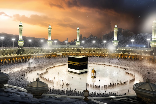 Belle kaaba hajj piglrimage à la mecque umra eid al adha photo fond illustration
