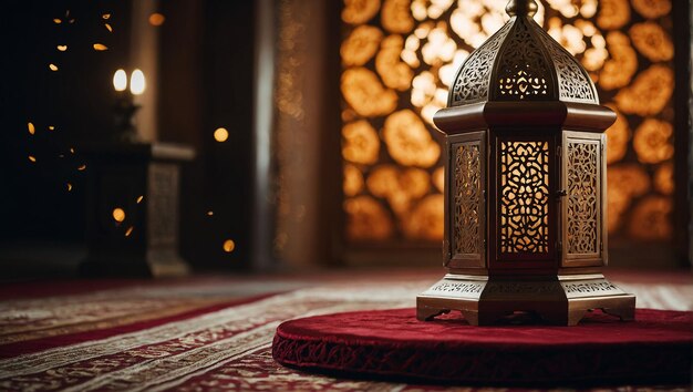 Photo une belle lanterne arabe vintage éclaire sa célébration islamique légère