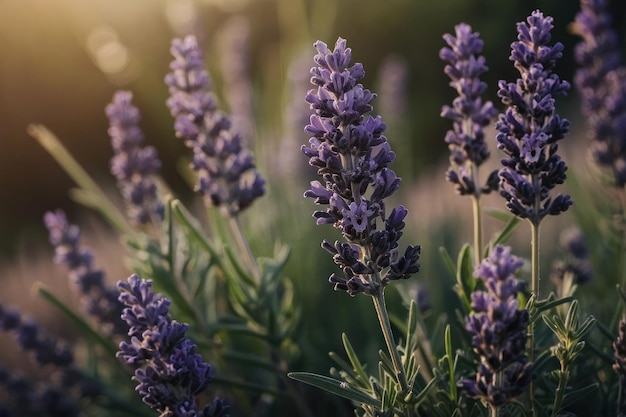 une belle lavande en fleurs qui pousse dans le champ