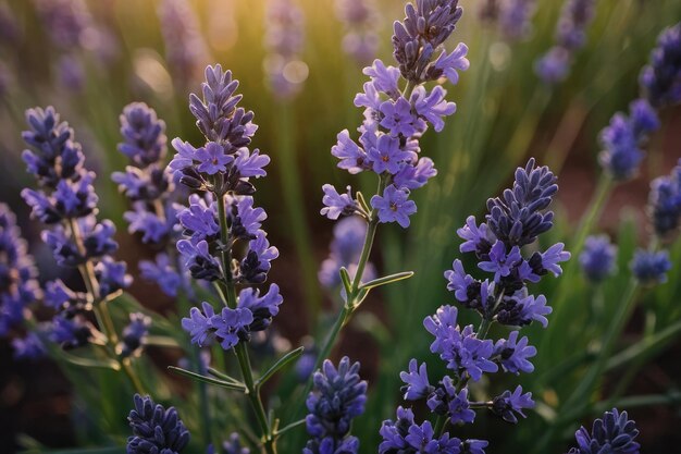 une belle lavande en fleurs qui pousse dans le champ