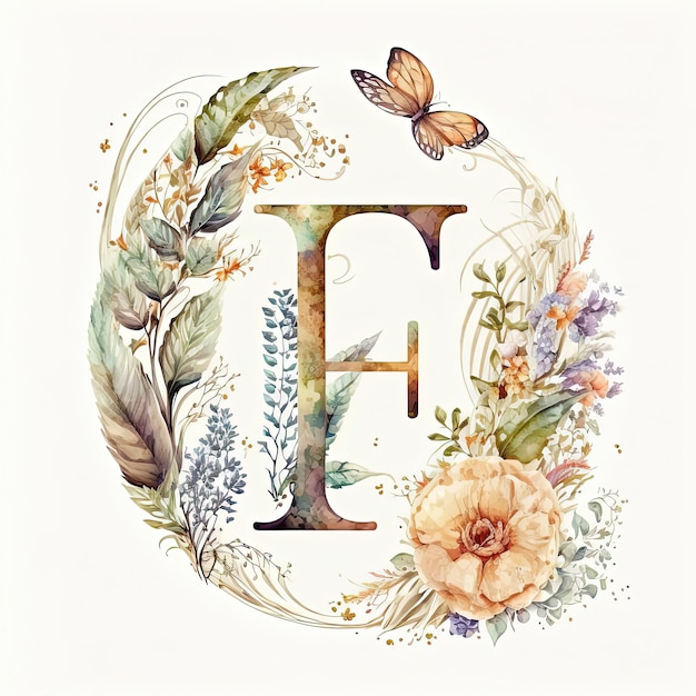 Belle lettre de monogramme inspirée de fleurs pour vos créations à la mode générative ai