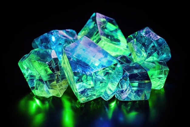 La belle lueur fluorescente des diamants bruts naturels