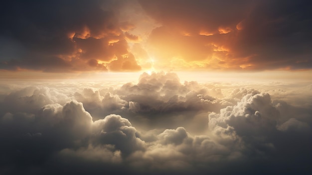 Belle lumière du soleil dans le beau ciel et nuages avec un style fantastique