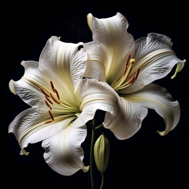 Belle Madonna Lily tournée sur fond noir