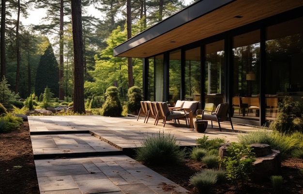 Belle maison de campagne Design extérieur et intérieur d'une maison de luxe maison familiale à faible consommation d'énergie en bois