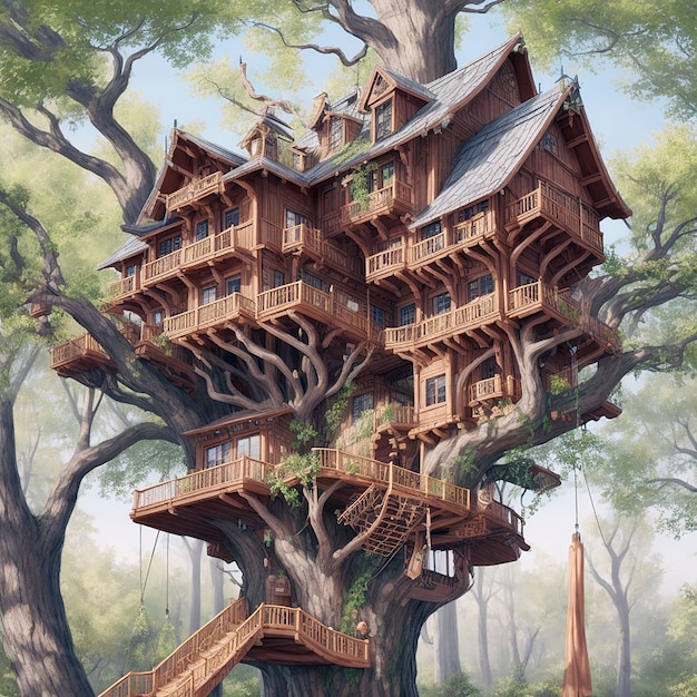 une belle maison dans les arbres