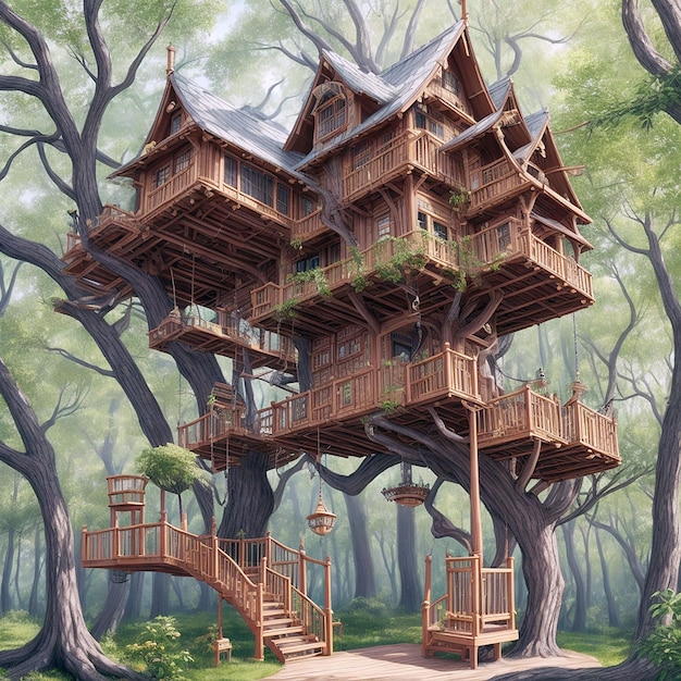 une belle maison dans les arbres