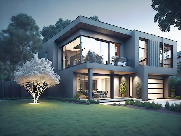 Une belle maison de luxe de style moderne a été créée.