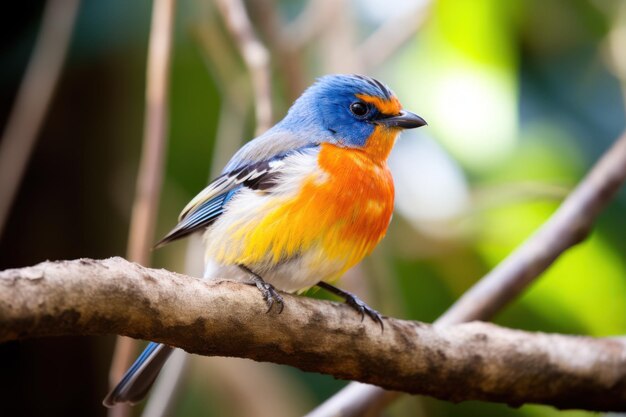 Belle manière de se rendre de couleur bleue et orange avec un ventre blanc