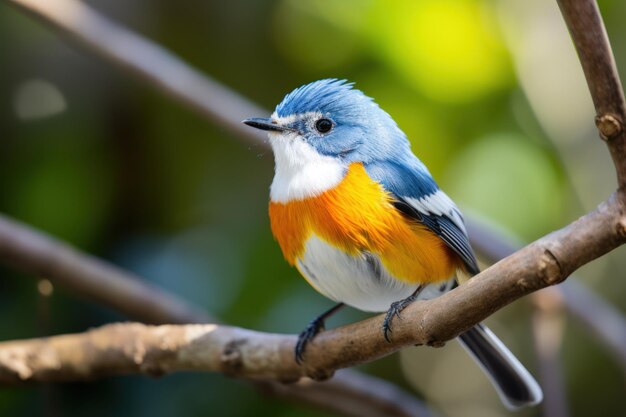 Belle manière de se rendre de couleur bleue et orange avec un ventre blanc