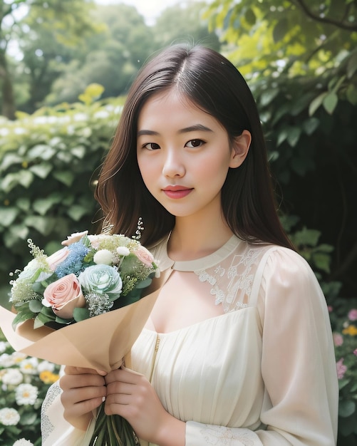 Une belle mariée asiatique le jour du mariage.