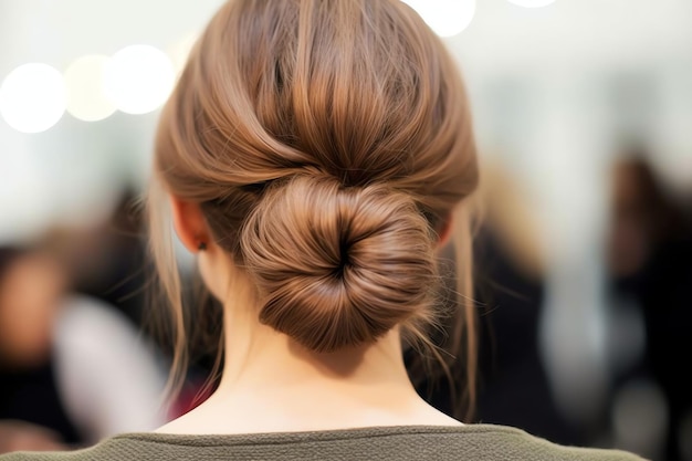 Photo une belle mariée avec un chignon coiffures pour cheveux longs look de dos une coiffure féminine vue arrière