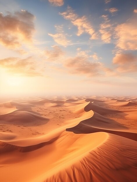 Photo une belle matinée dans le désert vue d'en haut