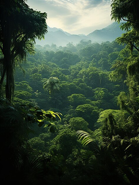 Belle matinée dans la jungle vue d'en haut