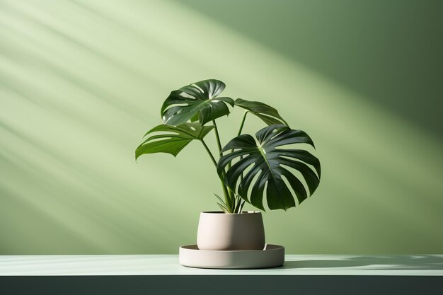 Belle monstera dans un pot Les rayons du soleil dans la pièce