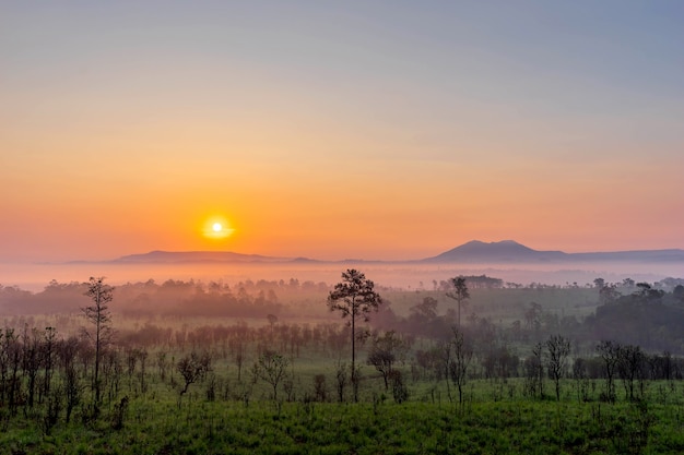 belle montagne de paysage de lever du soleil Thaïlande