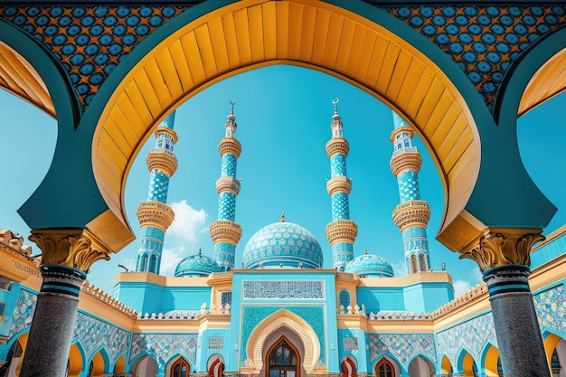 belle mosquée contre une atmosphère pure, sereine et divine photographie professionnelle