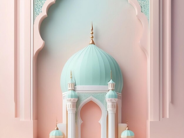 Photo une belle mosquée avec des couleurs pastel en arrière-plan