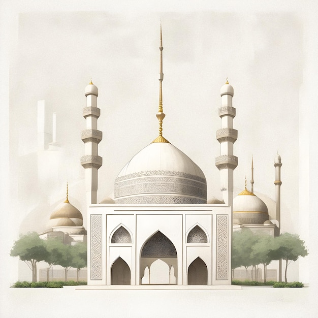 Une belle mosquée dessinée à la main