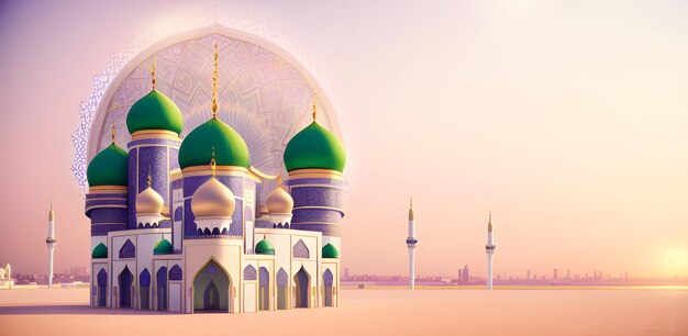Belle Mosquée Fond Ramadan Kareem Eid Mubarak Copie Espace Fond Pastel Generative AI