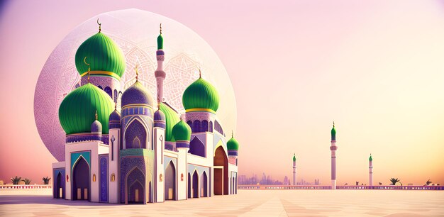 Belle Mosquée Fond Ramadan Kareem Eid Mubarak Copie Espace Fond Pastel Generative AI