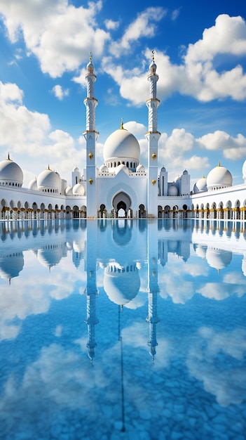 belle mosquée se reflétant dans l'eau