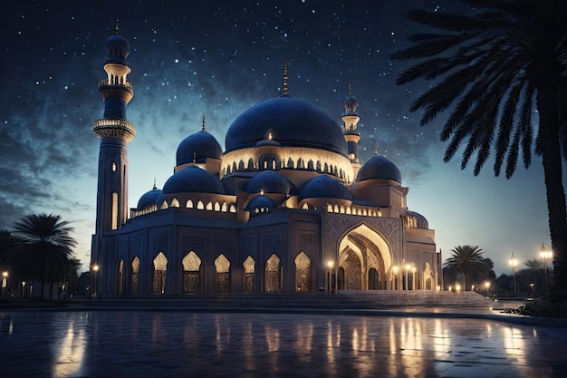 La belle mosquée sereine pendant le mois béni du ramadan