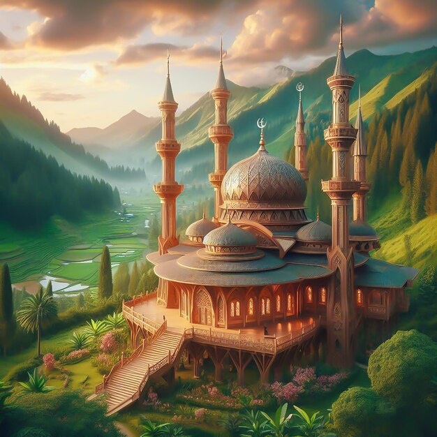 Belle mosquée et vue sur la nature