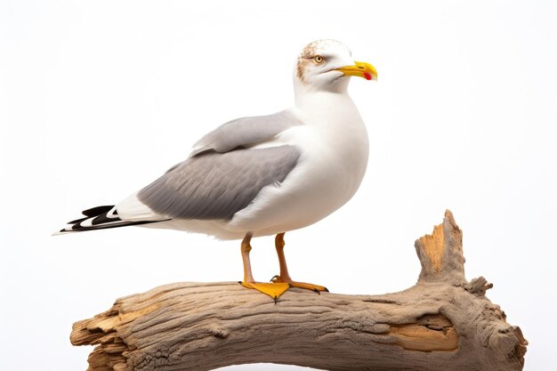 Une belle mouette isolée sur un fond blanc