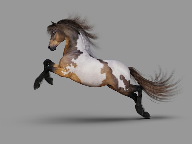 Belle Mustang au galop. illustration 3D