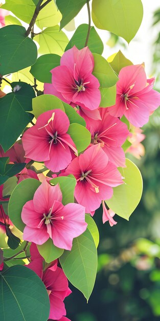 Photo belle nature en gros plan des fleurs de bougainvillea