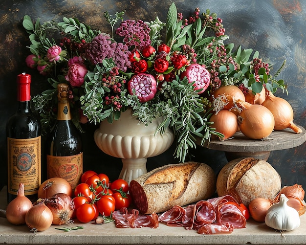 Belle nature morte lumineuse avec des légumes