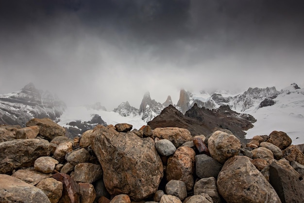 Belle nature de la Patagonie. Trek du Fitz Roy, vue sur la Cordillère des Andes, Parc National Los Glaciers