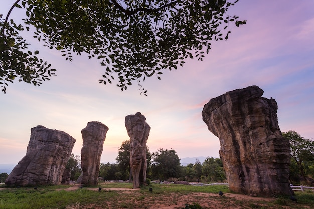 belle nature pendant l&#39;heure du lever du soleil à Stonehenge de Thaïlande