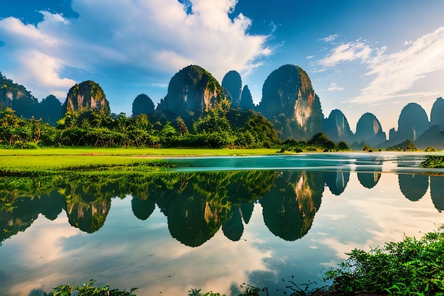 Photo la belle nature de la thaïlande le reflet de l'île de james bond