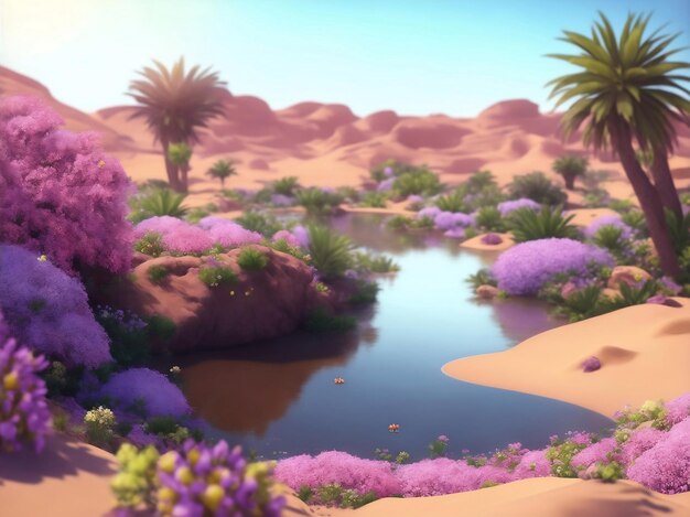 Une belle oasis dans le désert Illustration générative d'IA