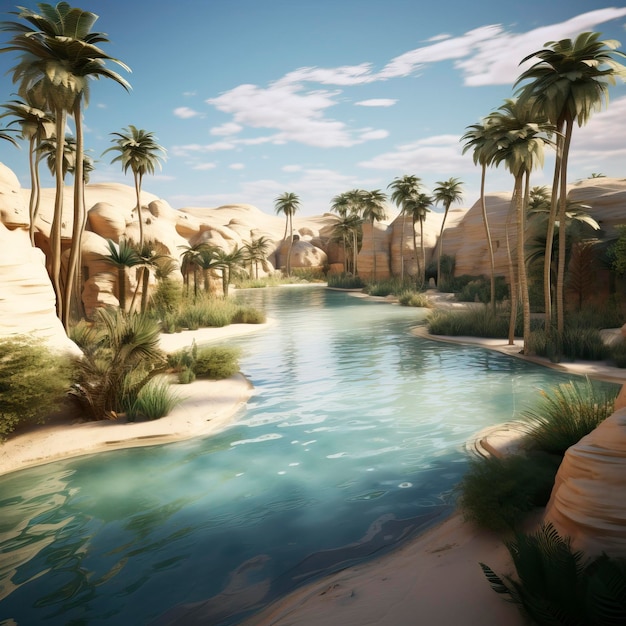 Une belle oasis dans le désert de sable