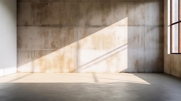 Belle ombre projetée par la lumière du soleil sur un mur blanc patiné Generative AI