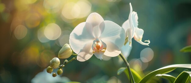 Une belle orchidée blanche qui fleurit dans son habitat naturel