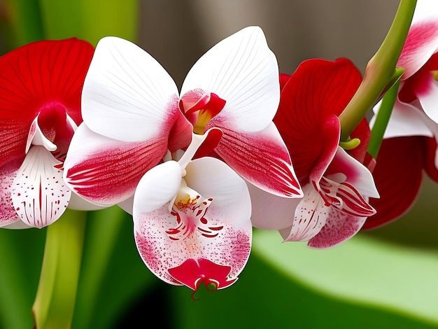 une belle orchidée rouge et blanche