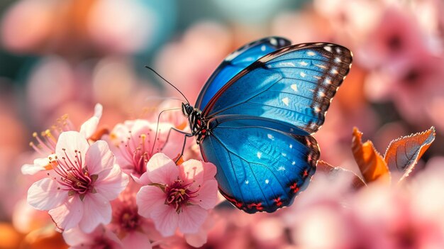 Belle papillon sur la nature du monarque sur la fleur par un jour ensoleillé