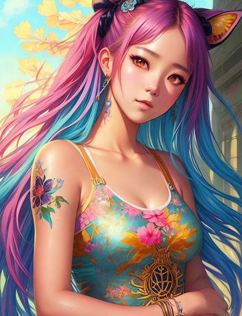 Belle peinture anime de dame summerpunk