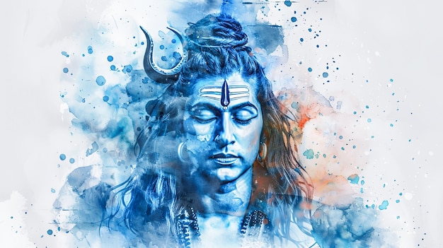 Belle peinture numérique du seigneur Shiva avec une gorge bleue symbolisant la force et la sagesse