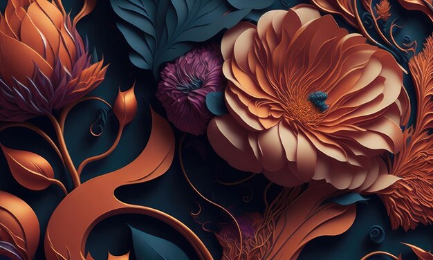 Belle peinture de papier peint floral abstrait