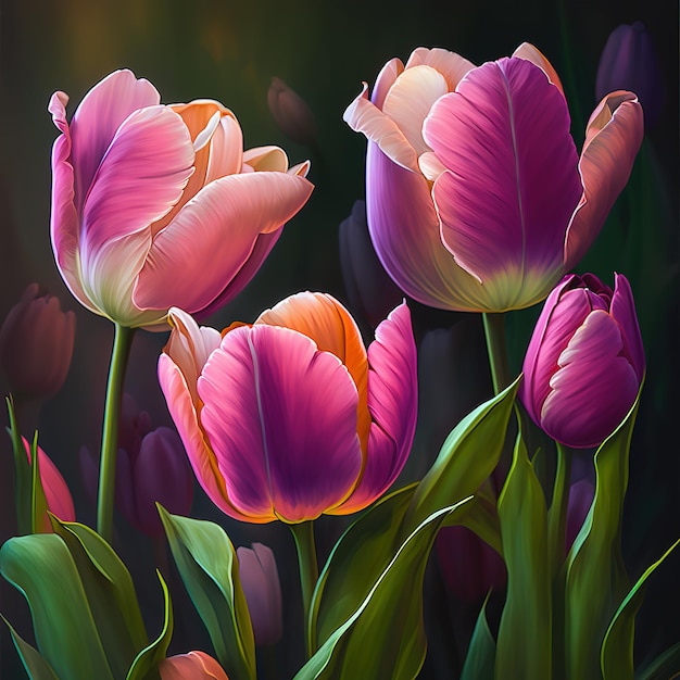 belle peinture de tulipes